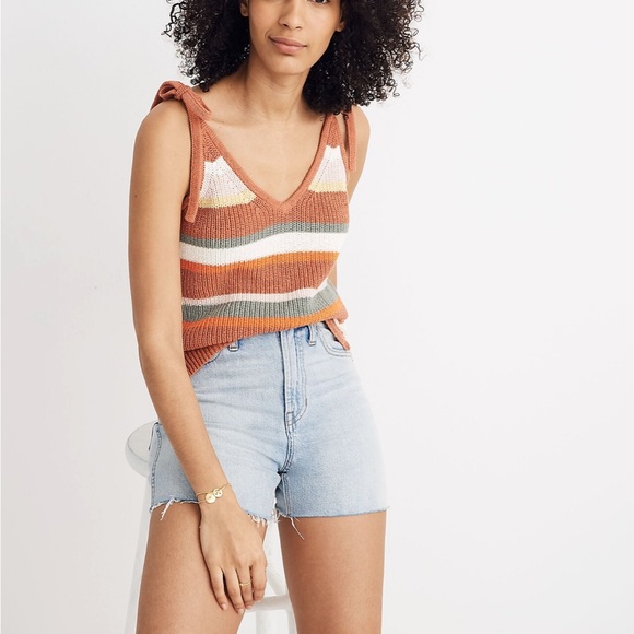 Madewell Striped Grandfield Tie-Strap Sweater Tank - Picture 1 of 8
